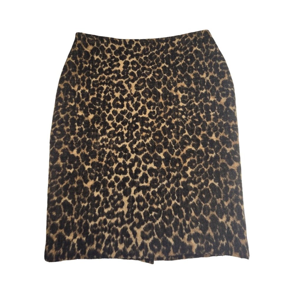 Talbots Leopard Print Wool Blend Pencil Skirt Cheetah Animal Office Work Pinup